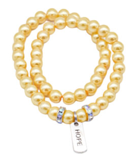 Golden Yellow Pearl Wrap-around Charm Bracelet, 8”