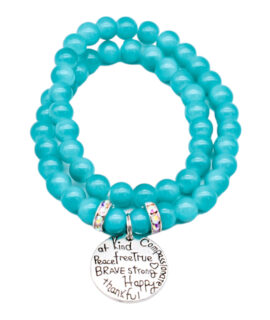 Teal Blue Wrap-around Charm Bracelet, 8”