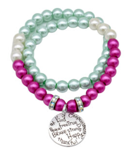 Multicolored Pearl Wrap-around Charm Bracelet, 8”
