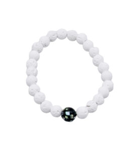 White Lava Stones And Glass Colored Beaded Bracelet, 8.5”