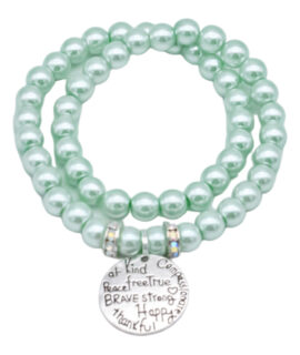 Green Pearl Wrap-around Charm Bracelet, 8”