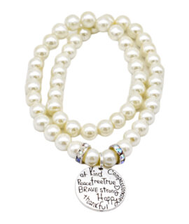 Ivory Pearl Wrap-around Charm Bracelet, 8”