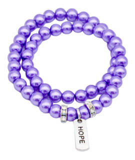 Purple Pearl Wrap-around Charm Bracelet, 8”