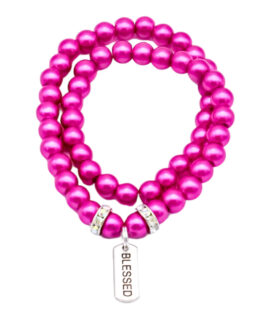 Pink Pearl Wrap-around Charm Bracelet, 8”