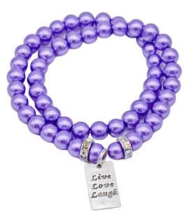 Purple Pearl Wrap-around Charm Bracelet, 8”