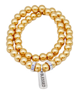 Gold Pearl Wrap-around Charm Bracelet, 8”