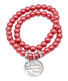 Red Pearl Wrap-around Charm Bracelet