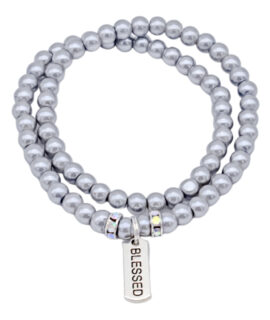 Silver Pearl Wrap-around Charm Bracelet, 8”