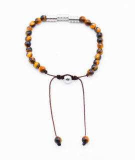 Hematite Beads And Tiger Eye Beaded Bracelet, 8.5”